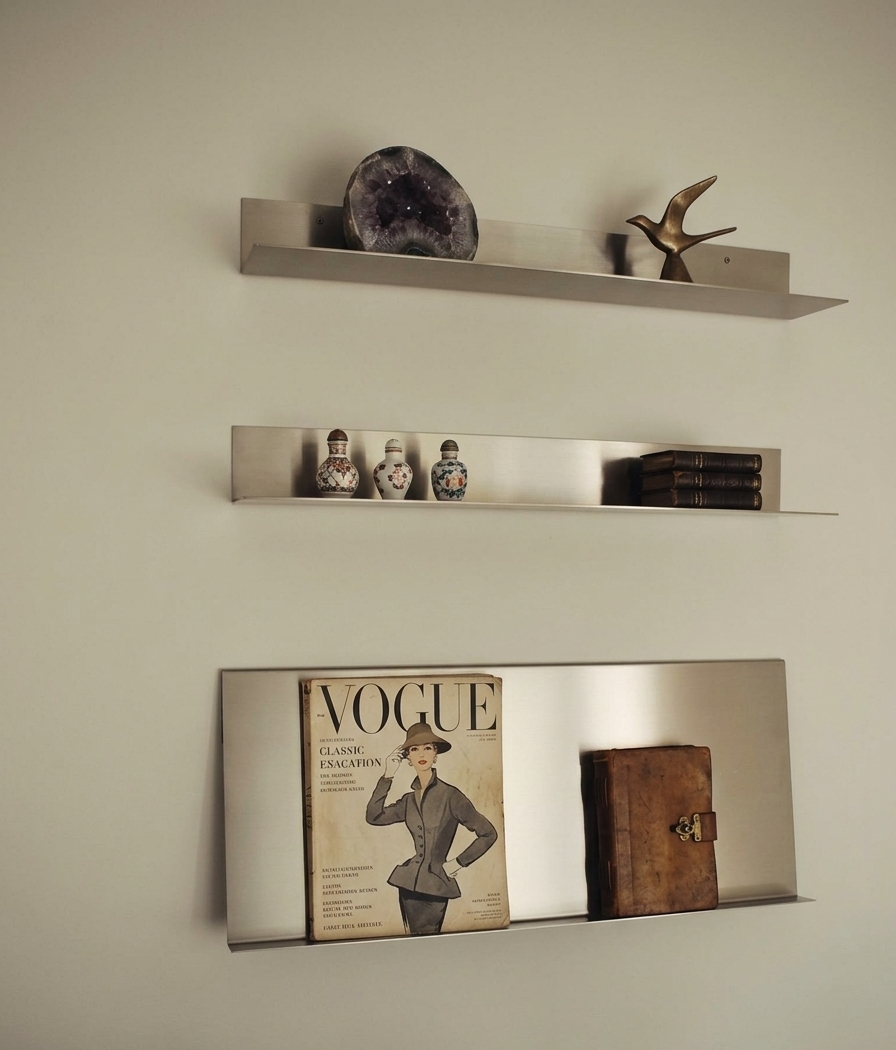 Brushed Luxury Stainless Steel Wall and Magazine Rack